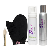 Bundle image featuring mist bottle, velvet mitt with brush, and tan eraser side by side