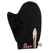 Velvety black tanning mitt and brush